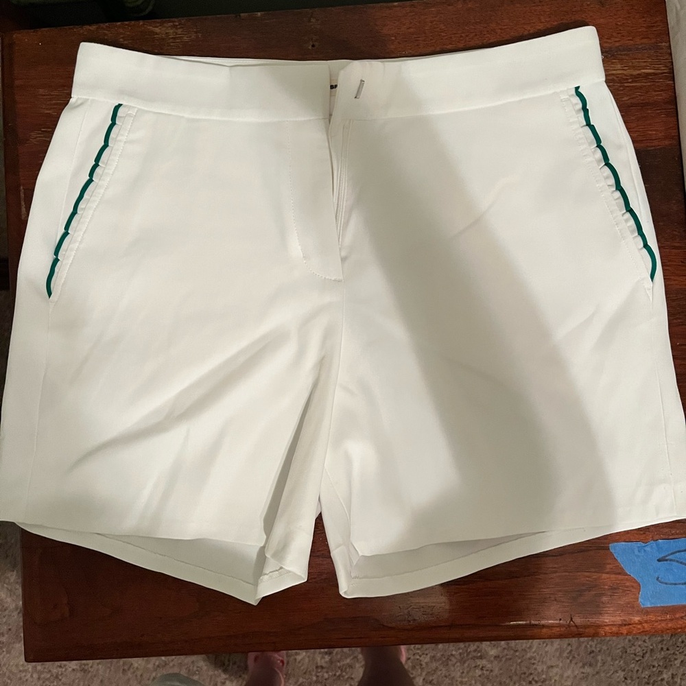 Tory Sport White Shorts with Green Trim